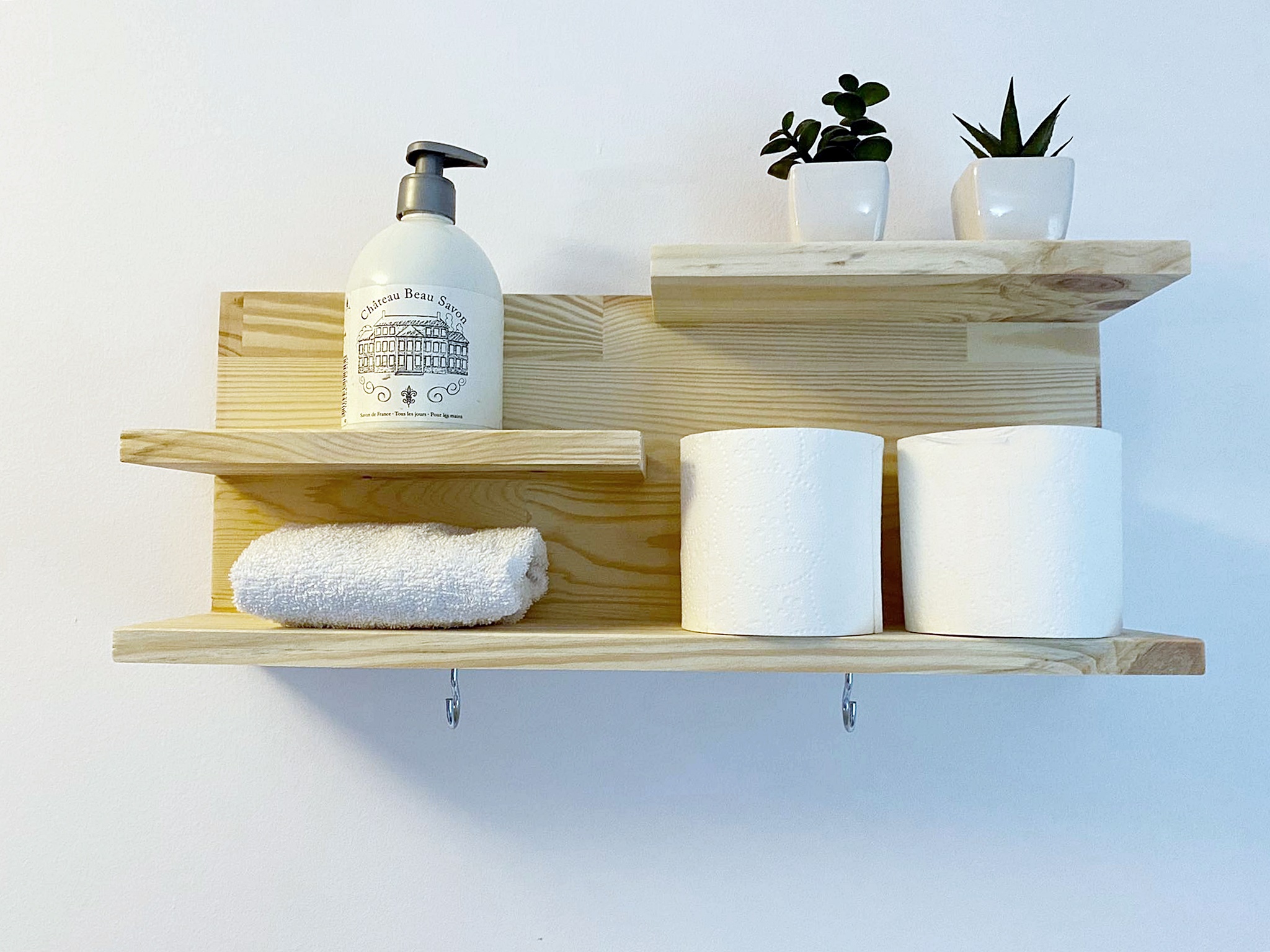 Drewniana Półka Łazienkowa – Organizer na Ręczniki i Akcesoria - obrazek 8