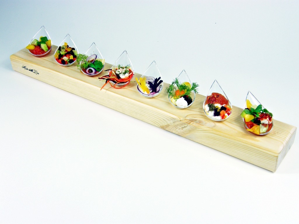 Drewniana deska serwisowa na przystawki i świeczniki - wielofunkcyjna półka 60x9 cm - obrazek 3