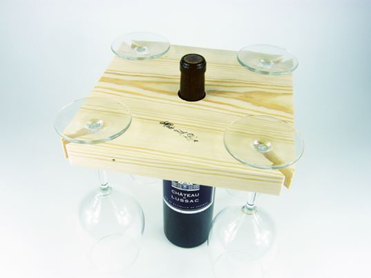 Drewniana półka na wino i kieliszki – naturalny stojak do kuchni i salonu - obrazek 3