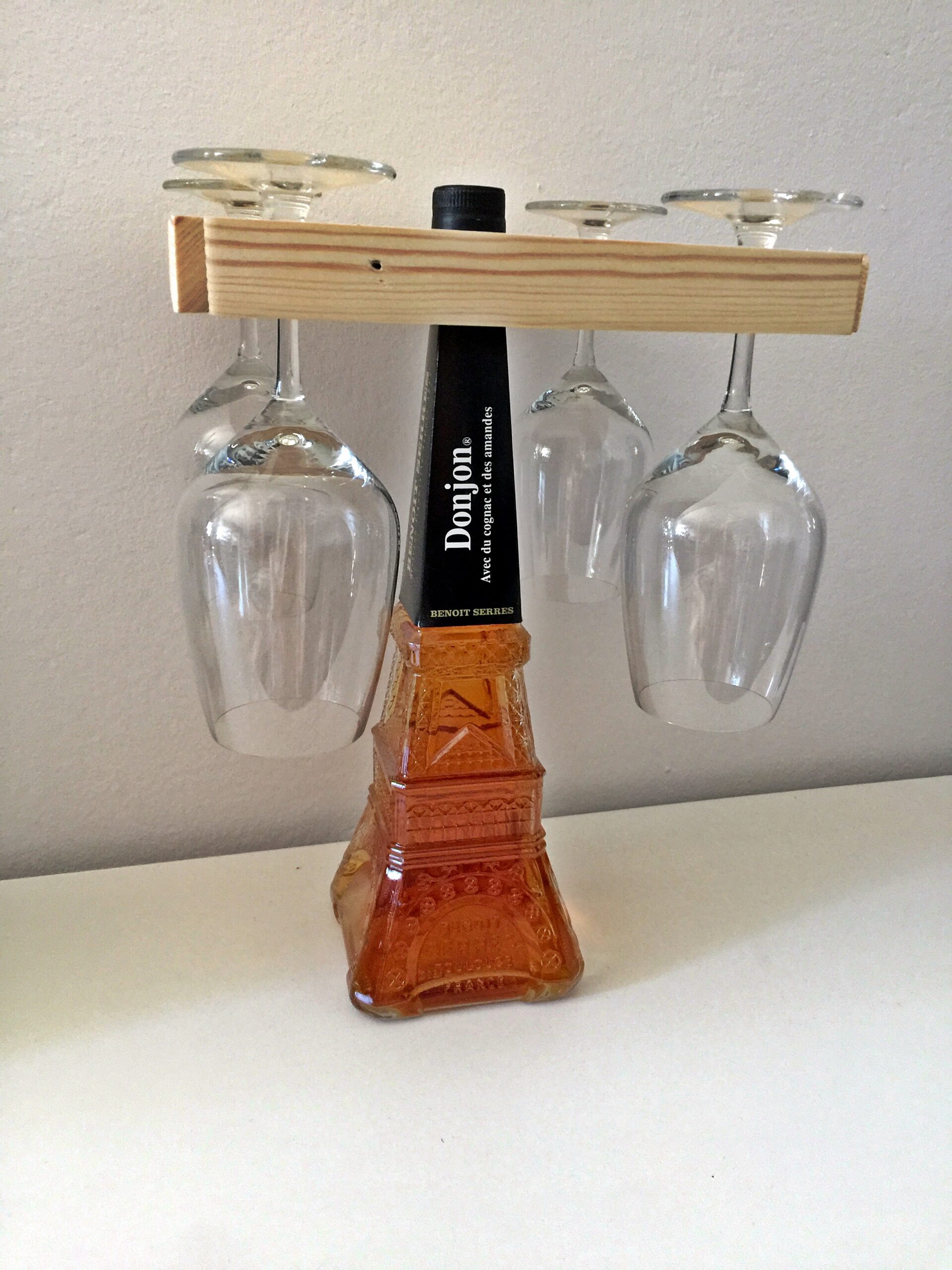 Drewniana półka na wino i kieliszki – naturalny stojak do kuchni i salonu - obrazek 7