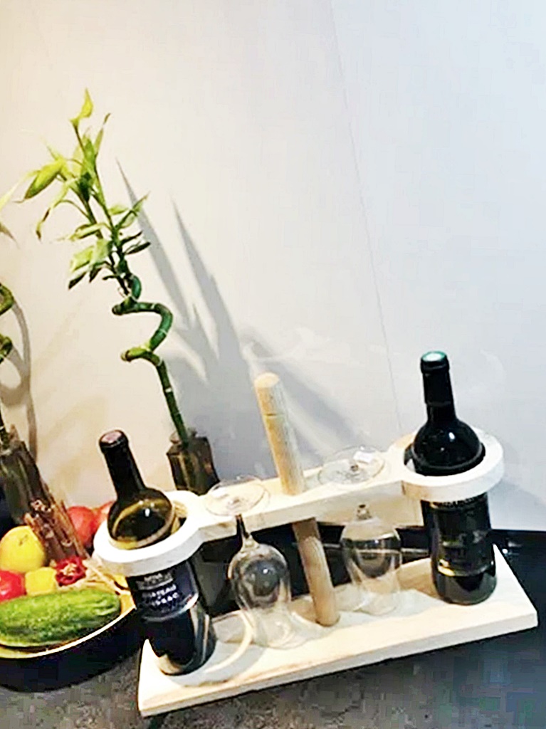 Drewniany Stojak na Butelki i Kieliszki – Elegancki Organizer do Wina - obrazek 4